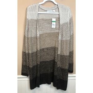 Kim Rogers Brown Knit Cardigan Sweater Size L NWT